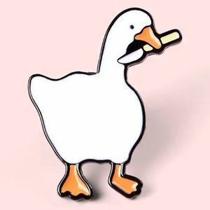 Duck With Knife Pin Enamel Funny Bag Charm Backpack Cartoon Whimsical Emo Rave